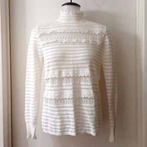 White House Black Market high neck lace sweater / size Small